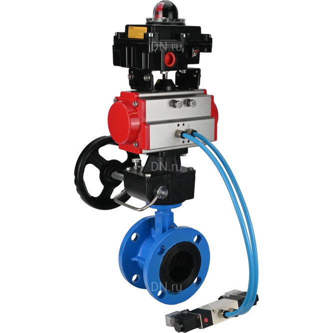 Затвор дисковый поворотный WBV1313E-2W-F-H Ду65 Ру16 фланцевый, корпус - чугун GGG40, диск - чугун GGG40, EPDM, с пневмоприводом PA-DA-105, пневмораспределителем 4V320-10 AC220V, БКВ APL-410N EX и ручным дублером MON1-250-T26-ISO в Перми