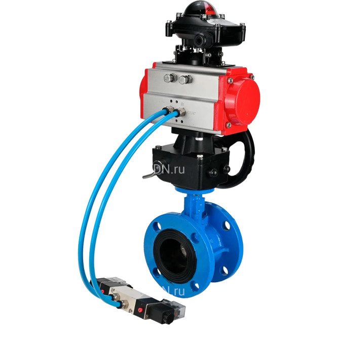 Затвор дисковый поворотный WBV1313E-2W-F-H Ду125 Ру16, корпус - чугун GGG40, диск - чугун GGG40, уплотнение - EPDM, с пневмоприводом PA-DA-130, пневмораспределителем 4M320-08 AC220V, ручным дублером MON1-250-T26-ISO и БКВ APL-210N в Перми