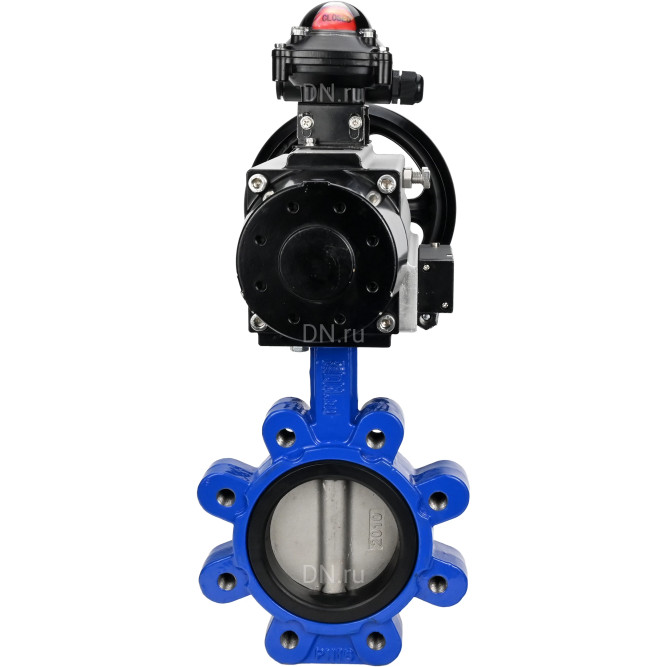 Затвор дисковый поворотный WBV1631N-2W-Fb-H Ду125 Ру16 LUG корпус - чугун QT450, диск - нержавеющая сталь 304, уплотнение - NBR, с пневмоприводом PA-DA-105-1, пневмораспределителем 4M310-08 AC220V и БКВ APL-210N в Перми