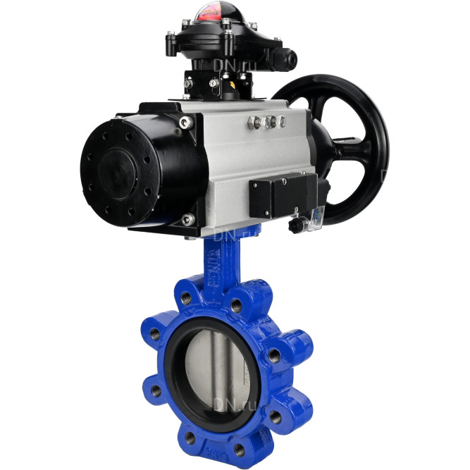Затвор дисковый поворотный WBV1631N-2W-Fb-H Ду125 Ру16 LUG корпус - чугун QT450, диск - нержавеющая сталь 304, уплотнение - NBR, с пневмоприводом PA-DA-105-1, пневмораспределителем 4M310-08 AC220V и БКВ APL-210N в Перми