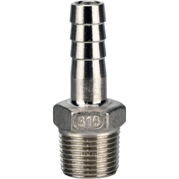 Штуцер елочка BF32-T-1 1/2-40 1 1/2″х40мм Ду40 Ру16 шланговый, корпус - нержавеющая сталь AISI 316 (CF8M), присоединение - наружная резьба/штуцер