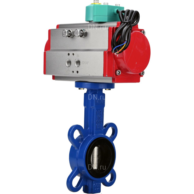 Затвор дисковый поворотный WBV1413E-2W-Fb-H Ду65 Ру16, корпус - чугун GGG50, диск - чугун GGG40, уплотнение - EPDM, с пневмоприводом PA-SA-083 и магнитным переключателем ALS200D в Перми
