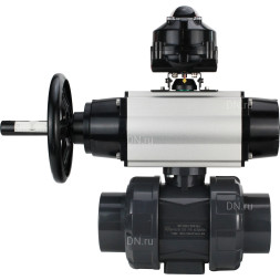 Кран шаровой BV4242E-FP-GRM-ISO Дн65 Ру10 полнопроходной, корпус - НПВХ, шар - НПВХ, уплотнение - EPDM, с пневмоприводом PA-DA-105-1 и БКВ APL-510N EX