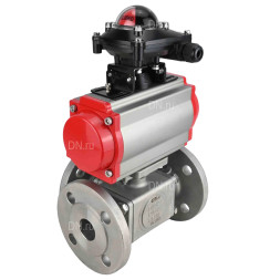 Кран шаровой BV3232P(4pc)-FP-3WL-F Ду100 Ру16 полнопроходной трехходовой, фланцевый, корпус - нержавеющая сталь SS316, с пневмоприводом PA-DA-105 двойного действия, пневмораспределителем 4M310-08 DC24V и БКВ APL-210N