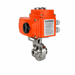Затвор дисковый поворотный WBV3131E-2W-C-H Ду80 Ру10 кламповый, корпус - пищевая нержавеющая сталь 304, уплотнение - EPDM, с электроприводом QT-N-003EM-O1-220VAC-У1 HARK