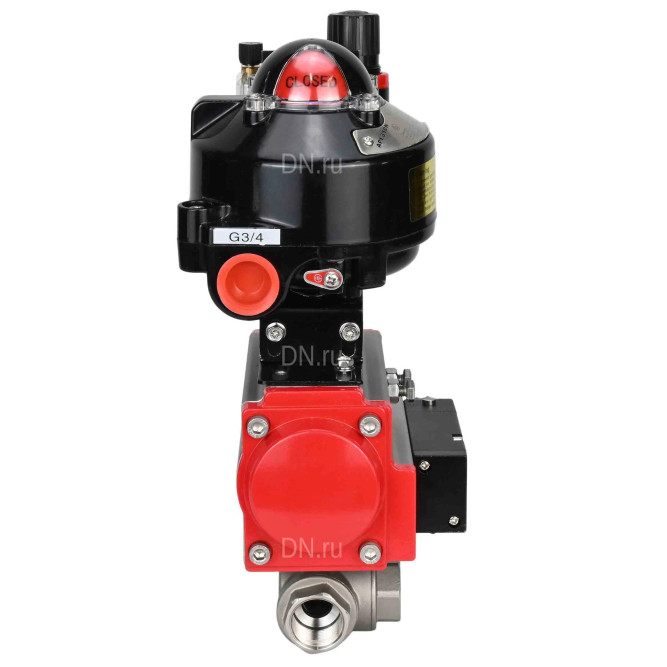 Кран шаровой BV3232P(4pc)-SP-3WL-T-ISO-H 2 1/2″ Ду65 Ру40 стандартнопроходной трехходовой L-тип, нержавеющая сталь SS316, внутренняя резьба, уплотнение - PTFE, пн.привод PA-DA-083 пн.распределитель 4M310-08 DC24V БПВ AFC2000 БКВ APL-510N-EX в Перми