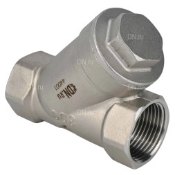 Клапан обратный VCSY3131P-T 1/4″ Ду8 Ру40 Y-образный, резьбовой, пружинный, корпус - нержавеющая сталь 304, диск - нержавеющая сталь 304, уплотнение - PTFE