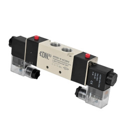 Пневмораспределитель 4V320-10 AC220V 3/8″ бистабильный, пятиканальный, с двусторонним ЭМУ (подключение со шлангами)