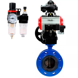 Затвор дисковый поворотный WBV1331E-2W-F-H Ду200 Ру16 фланцевый, чугун GGG40/нержавеющая сталь 304, EPDM, с пневмоприводом PA-DA-140, пневмораспределителем 4M310-08 AC220V, БКВ APL-210N, ручным дублером MON4-1200-T54-ISO и БПВ AFC2000