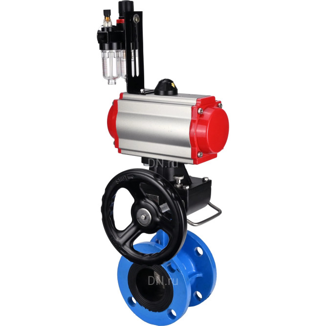 Затвор дисковый поворотный WBV1313E-2W-F-H Ду125 Ру16 фланцевый, корпус - чугун GGG40, диск - чугун GGG40, EPDM, с пневмоприводом PA-DA-130, пневмораспределителем 4M310-08 AC220V, ручным дублером MON1-250-T26-ISO и БПВ AFC2000 в Перми