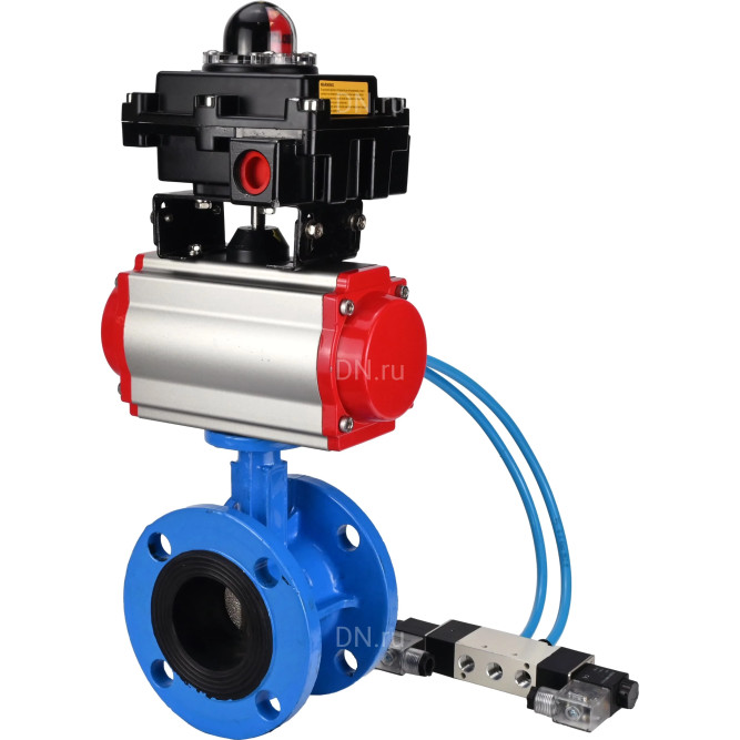 Затвор дисковый поворотный WBV1313E-2W-F-H Ду150 Ру16 фланцевый, корпус - чугун GGG40, диск - чугун GGG40, уплотнение - EPDM, с пневмоприводом PA-DA-130, пневмораспределителем 4V320-10 AC220V и БКВ APL-410N EX в Перми