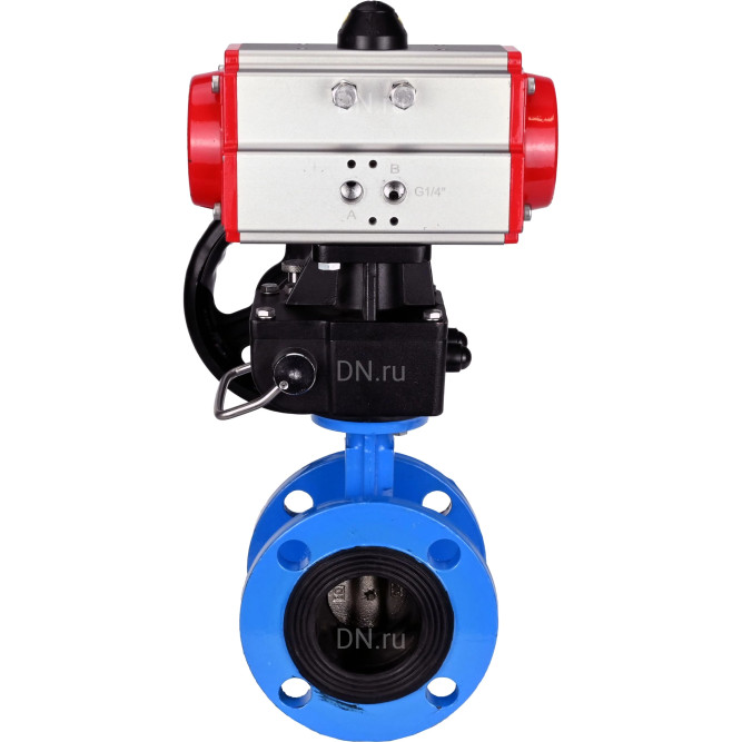 Затвор дисковый поворотный WBV1313E-2W-F-H Ду50 Ру16 фланцевый, корпус - чугун GGG40, диск - чугун GGG40, уплотнение - EPDM, с пневмоприводом PA-DA-105 и ручным дублером MON1-250-T26-ISO в Перми