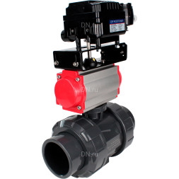 Кран шаровой BV4242E-FP-GRM-ISO Дн100 Ру10 полнопроходной, корпус - НПВХ, шар - НПВХ, уплотнение - EPDM, с пневмоприводом PA-SA-083 и пневмопозиционером YT-1000RSN без обратной связи