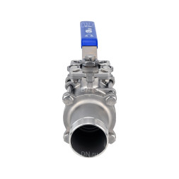 Кран шаровой BV3131P(3pc)-FP-W-ISO-H LONG Ду150 Ру16 полнопроходной, трехсоставной, корпус - нержавеющая сталь 304, уплотнение - PTFE, под приварку, с рукояткой