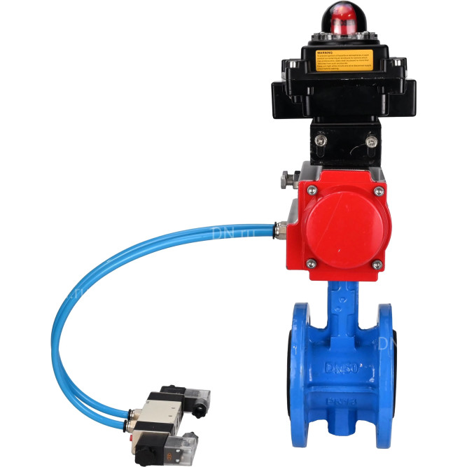 Затвор дисковый поворотный WBV1313E-2W-F-H Ду50 Ру16 фланцевый, корпус - чугун GGG40, диск - чугун GGG40, уплотнение - EPDM, с пневмоприводом PA-DA-105, пневмораспределителем 4V320-10 AC220V и БКВ APL-410N EX в Перми