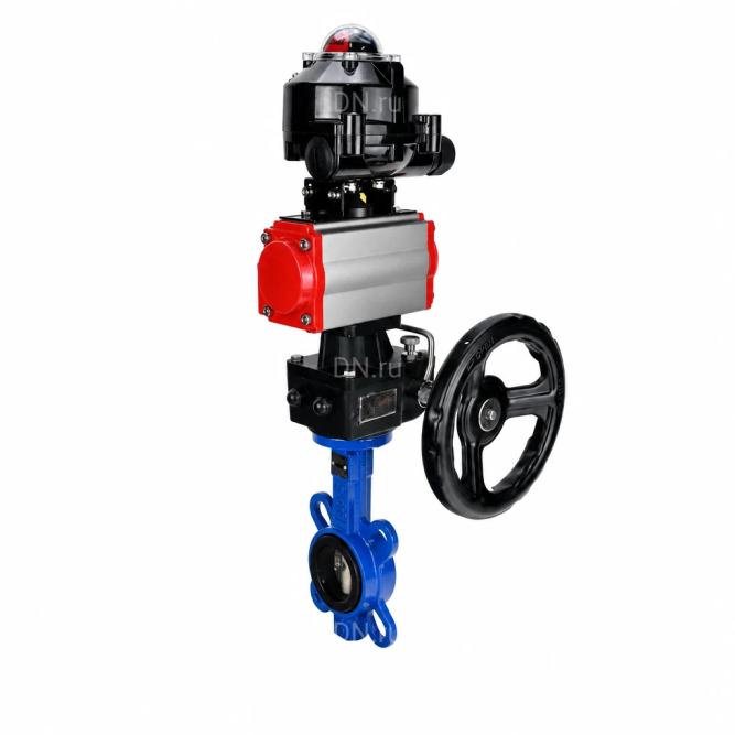 Затвор дисковый поворотный WBV1413E-2W-Fb-H Ду150 Ру16, корпус - чугун GGG50, диск - чугун GGG40, уплотнение - EPDM, с пневмоприводом PA-DA-105, БКВ APL-510N EX и ручным дублером MON3-700-T38-ISO в Перми