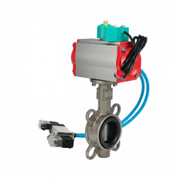 Затвор дисковый поворотный WBV3232V-2W-Fb-H Ду65 Ру16, корпус - нержавеющая сталь 316L, диск - нержавеющая сталь 316L, уплотнение - VITON, с пневмоприводом PA-SA-105, пневмораспределителем 4V320-08 AC220V и магнитным переключателем ALS200D
