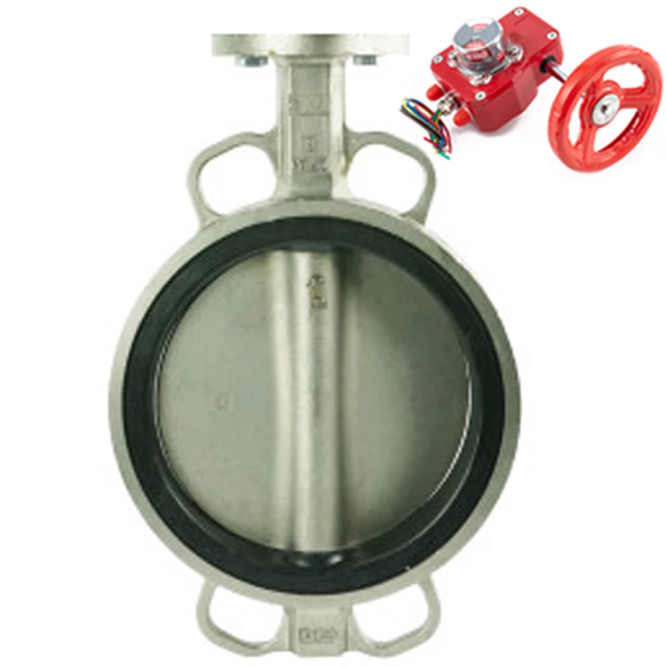 Затвор дисковый поворотный WBV3232V-2W-Fb-H Ду125 Ру16 межфланцевый, корпус - нержавеющая сталь 316L, диск - нержавеющая сталь 316L, уплотнение - Viton, с редуктором HGBF RQN1-180Z с индикатором положения и датчиком обратной связи в Перми