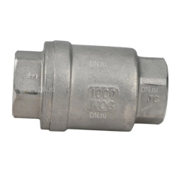 Клапан обратный VCS3232P-T 3/4″ Ду20 Ру16 резьбовой, пружинный, корпус - нержавеющая сталь 316, диск - нержавеющая сталь 316, уплотнение - металл