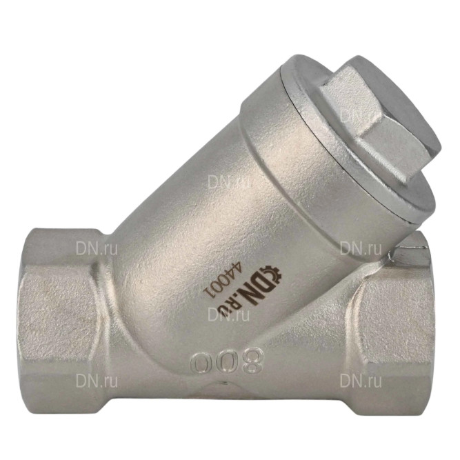 Клапан обратный VCSY3131P-T 1″ Ду25 Ру40 Y-образный, резьбовой, пружинный, корпус - нержавеющая сталь 304, диск - нержавеющая сталь 304, уплотнение - PTFE в Перми