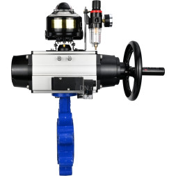 Затвор дисковый поворотный WBV1616N-2W-Fb-H Ду125 Ру16 LUG корпус - чугун QT450, диск - чугун QT450, уплотнение - NBR, с пневмоприводом PA-DA-105-1, пневмораспределителем 4M310-08 AC220V, БКВ APL-510N EX и БПВ AFC2000