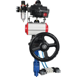 Затвор дисковый поворотный WBV1413E-2W-Fb-H Ду125 Ру16, корпус - чугун GGG50, диск - чугун GGG40, уплотнение - EPDM, с пневмоприводом PA-DA-105, пневмораспределителем 4V320-08 AC220V, БКВ APL-410N EX, ручным дублером MON2-450-T28-ISO и БПВ AFC2000