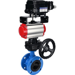 Затвор дисковый поворотный WBV1313E-2W-F-H Ду200 Ру16 фланцевый, корпус - чугун GGG40, диск - чугун GGG40, EPDM, с пневмоприводом PA-DA-140, позиционером YT-1000RSN с обратной связью и ручным дублером MON2-450-T28-ISO