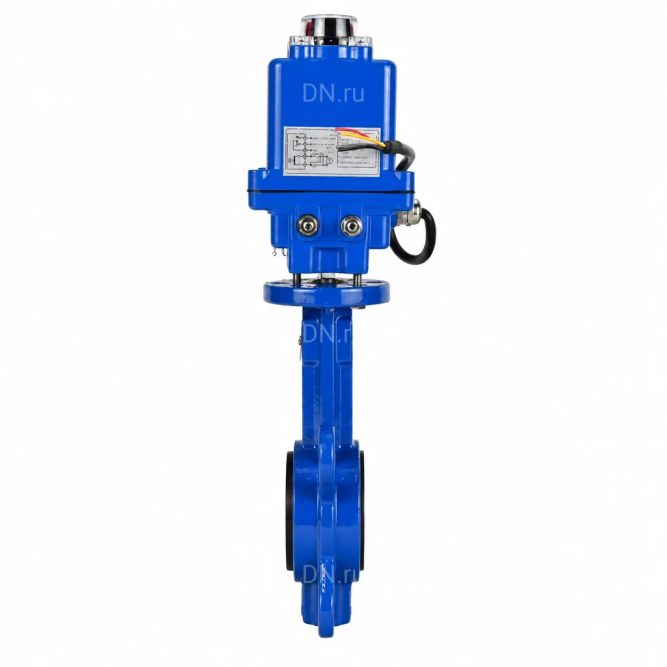 Затвор дисковый поворотный WBV1413E-2W-Fb-H Ду80 Ру16, корпус - чугун GGG50, диск - чугун GGG40, уплотнение - EPDM, с электроприводом QT-N-003EM-O1-12VDC-У1 blue 12В в Перми
