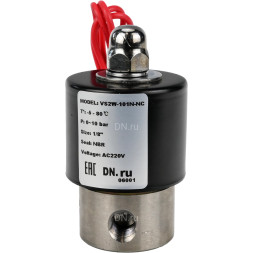 Клапан электромагнитный VS131-VT-NC-24VDC 1/8″ Ду6 Ру10, соленоидный двухходовой, корпус - нержавеющая сталь 304, уплотнение - Viton, резьбовой, нормально-закрытый, прямого действия, катушка - 24В