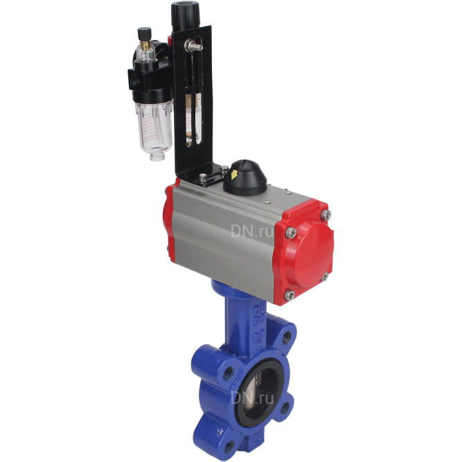Затвор дисковый поворотный WBV1616N-2W-Fb-H Ду50 Ру16 LUG корпус - чугун QT450, диск - чугун QT450, уплотнение - NBR, с пневмоприводом PA-SA-083, пневмораспределителем 4M310-08 DC24V и БПВ AFC2000 в Перми