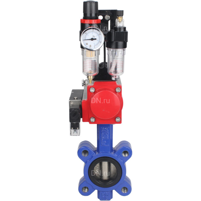 Затвор дисковый поворотный WBV1616N-2W-Fb-H Ду50 Ру16 LUG корпус - чугун QT450, диск - чугун QT450, уплотнение - NBR, с пневмоприводом PA-SA-083, пневмораспределителем 4M310-08 DC24V и БПВ AFC2000 в Перми