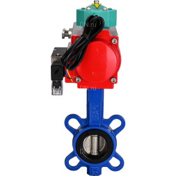 Затвор дисковый поворотный WBV1132N-2W-Fb-H Ду80 Ру16 корпус - чугун GG25, диск - нержавеющая сталь 316L, уплотнение - NBR, с пневмоприводом PA-DA-083, пневмораспределителем 4M310-08 DC24V и магнитным переключателем ALS200D