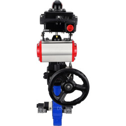Затвор дисковый поворотный WBV1616N-2W-Fb-H Ду100 Ру16 LUG корпус - чугун QT450, диск - чугун QT450, уплотнение - NBR, с пневмоприводом PA-DA-083, пневмораспределителем 4V320-08 AC220V, БКВ APL-410N EX и редуктором MON2-450-T28-ISO