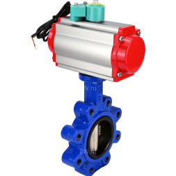 Затвор дисковый поворотный WBV1616N-2W-Fb-H Ду100 Ру16 LUG корпус - чугун QT450, диск - чугун QT450, уплотнение - NBR, с пневмоприводом PA-DA-083 и магнитным переключателем ALS200D