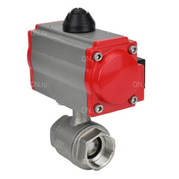 Кран шаровой BV3232P(2pc)-FP-T-ISO-H Ду80 Ру40 полнопроходной двухходовой, нержавеющая сталь 316, внутренняя резьба, уплотнение - PTFE, с пневмоприводом PA-SA-130 с возвратными пружинами и пневмораспределителем 4M310-08 24В