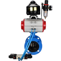 Затвор дисковый поворотный WBV1313E-2W-F-H Ду65 Ру16 фланцевый, корпус - чугун GGG40, диск - чугун GGG40, EPDM, с пневмоприводом PA-DA-105, пневмораспределителем 4V320-10 AC220V, БКВ APL-510N EX и БПВ AFC2000
