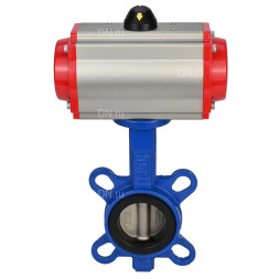 Затвор дисковый поворотный WBV1132N-2W-Fb-H Ду125 Ру16, корпус - чугун GG25, диск - нержавеющая сталь 316L, уплотнение - NBR, с пневмоприводом PA-SA-140 с возвратными пружинами, пневмораспределителем 4M310-08 DC24V