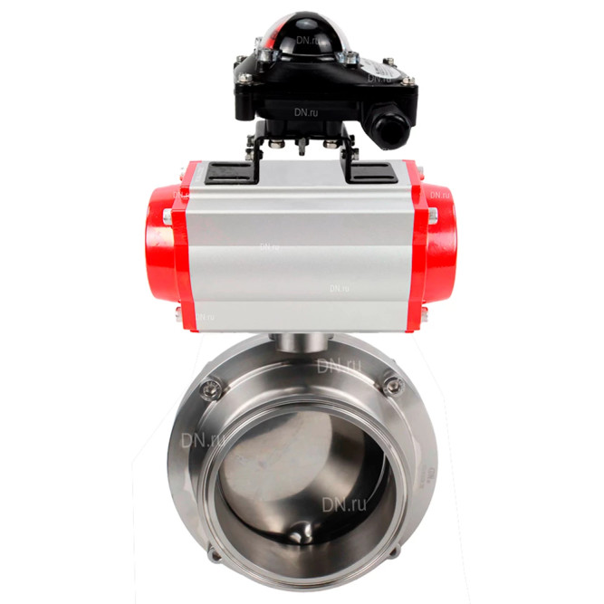 Затвор дисковый поворотный кламповый WBV3131E-2W-C-H Ду25 Ру10 корпус - пищевая нержавеющая сталь 304, уплотнение – EPDM, с пневмоприводом PA-SA-065 и БКВ APL-210N в Перми