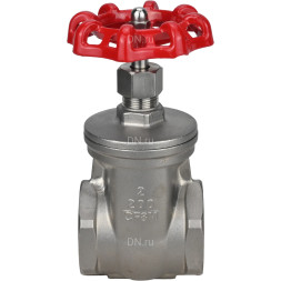 Задвижка клиновая GVWR3131M-2W-T-S Ду50 Ру16 резьбовая, шпиндель - выдвижной, корпус - нержавеющая сталь SS304, клин - нержавеющая сталь SS304, уплотнение - металл, управление - штурвал