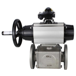 Кран шаровой BV3232P(4pc)-FP-3WL-F Ду100 Ру16 полнопроходной трехходовой, фланцевый, корпус - нержавеющая сталь SS316, с пневмоприводом PA-DA-105-1 двойного действия, пневмораспределителем 4V320-08 AC220V и БКВ APL-210N