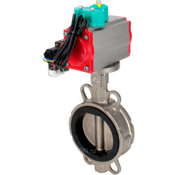 Затвор дисковый поворотный WBV3232E-2W-Fb-H Ду40 Ру16 корпус - нержавеющая сталь 316L, диск - нержавеющая сталь 316L, уплотнение - EPDM, с пневмоприводом PA-DA-052, пневмораспределителем 4M310-08 DC24V и магнитным переключателем ALS200D