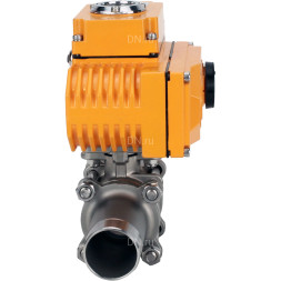 Кран шаровой BV3131P(3pc)-FP-W-ISO-H LONG Ду50 Ру40 полнопроходной, корпус - нержавеющая сталь 304, уплотнение - PTFE, под приварку, с 1/4-оборотным электроприводом QT-N-008EM-O1-24VDC-У1 24В