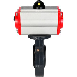 Затвор дисковый поворотный WBV4242E-2W-Fb-ISO Дн200 Ру10 межфланцевый, корпус - НПВХ, диск - НПВХ, уплотнение - EPDM, с пневмоприводом PA-SA-105 и пневмораспределителем 4M310-08 DC24V