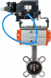 Затвор дисковый поворотный WBV3232N-2W-Fb-H Ду50 Ру16, корпус - нержавеющая сталь 316L, диск - нержавеющая сталь 316L, уплотнение - NBR, с пневмоприводом PA-SA-083 и с электропневматическим поворотным позиционером YT-1000RSN без обратной связи