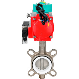 Затвор дисковый поворотный WBV3131P-2W-Fb-H Ду125 Ру16 корпус - нержавеющая сталь 304, диск - нержавеющая сталь 304, уплотнение - PTFE, с пневмоприводом PA-DA-105, пневмораспределителем 4M310-08 DC24V и магнитным переключателем ALS200D
