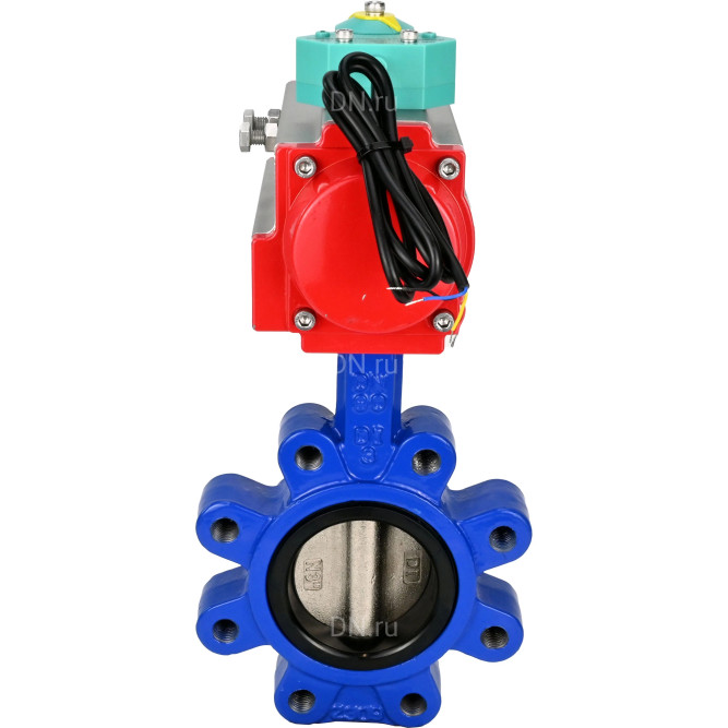 Затвор дисковый поворотный WBV1616N-2W-Fb-H Ду65 Ру16 LUG корпус - чугун QT450, диск - чугун QT450, уплотнение - NBR, с пневмоприводом PA-DA-065 и магнитным переключателем ALS200D в Перми