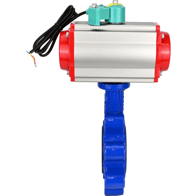 Затвор дисковый поворотный WBV1616N-2W-Fb-H Ду65 Ру16 LUG корпус - чугун QT450, диск - чугун QT450, уплотнение - NBR, с пневмоприводом PA-DA-065 и магнитным переключателем ALS200D в Перми