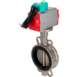 Затвор дисковый поворотный WBV3232V-2W-Fb-H Ду50 Ру16 корпус - нержавеющая сталь 316L, диск - нержавеющая сталь 316L, уплотнение - Viton, с пневмоприводом PA-DA-065 и магнитным переключателем ALS200D