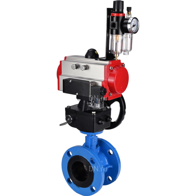 Затвор дисковый поворотный WBV1313E-2W-F-H Ду200 Ру16 фланцевый, корпус - чугун GGG40, диск - чугун GGG40, EPDM, с пневмоприводом PA-DA-140, пневмораспределителем 4M310-08 DC24V, ручным дублером MON2-450-T28-ISO и БПВ AFC2000 в Перми