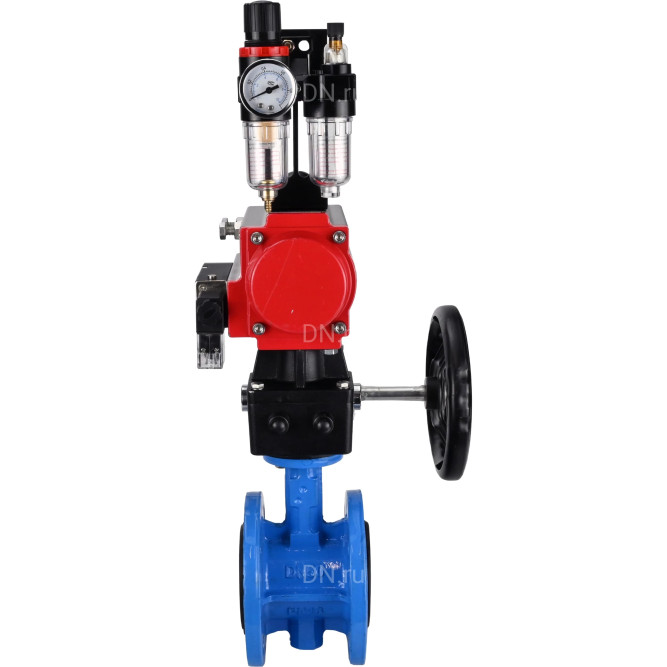 Затвор дисковый поворотный WBV1313E-2W-F-H Ду200 Ру16 фланцевый, корпус - чугун GGG40, диск - чугун GGG40, EPDM, с пневмоприводом PA-DA-140, пневмораспределителем 4M310-08 DC24V, ручным дублером MON2-450-T28-ISO и БПВ AFC2000 в Перми